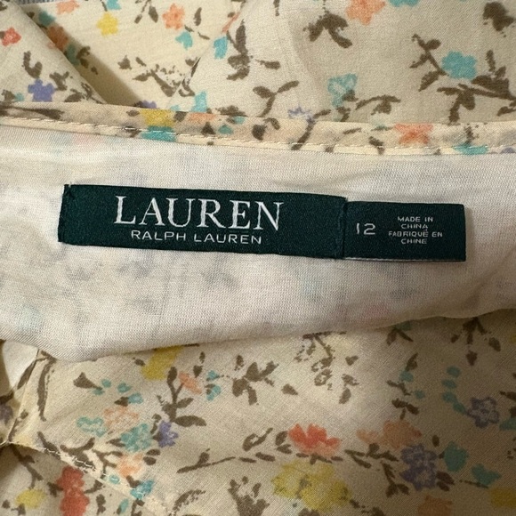 Lauren Ralph Lauren Butter Yellow with Small Floral Print Tiered Midi Sundress - Picture 10 of 16